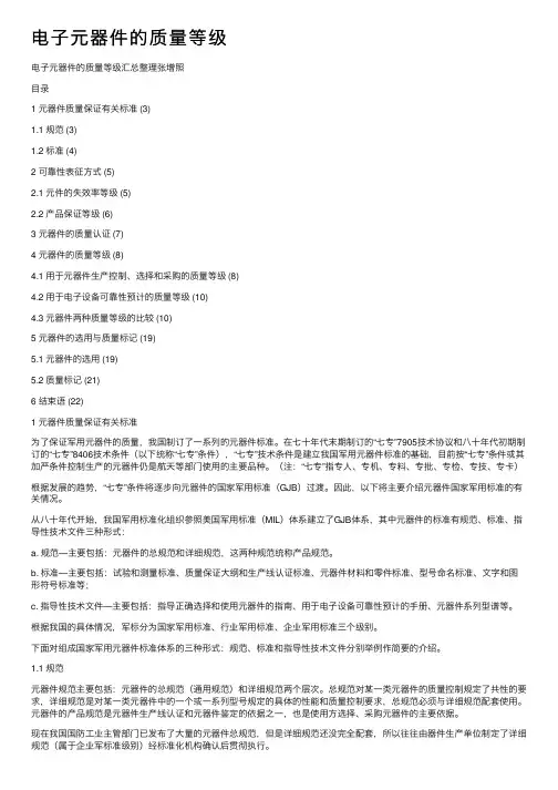 电子元器件的质量等级