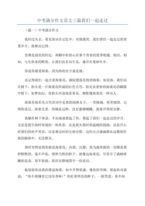中考满分作文范文三篇我们一起走过