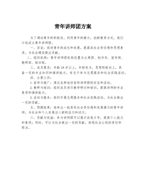 青年讲师团方案