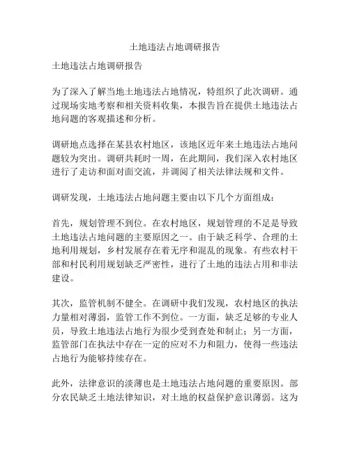土地违法占地调研报告