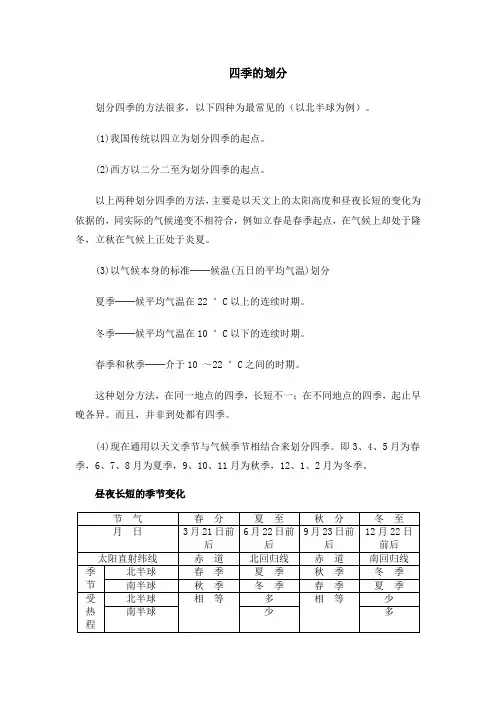 四季的划分