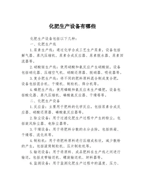 化肥生产设备有哪些
