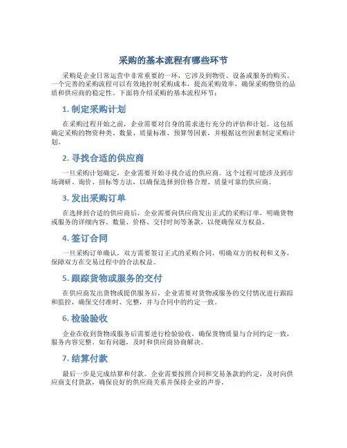 采购的基本流程有哪些环节