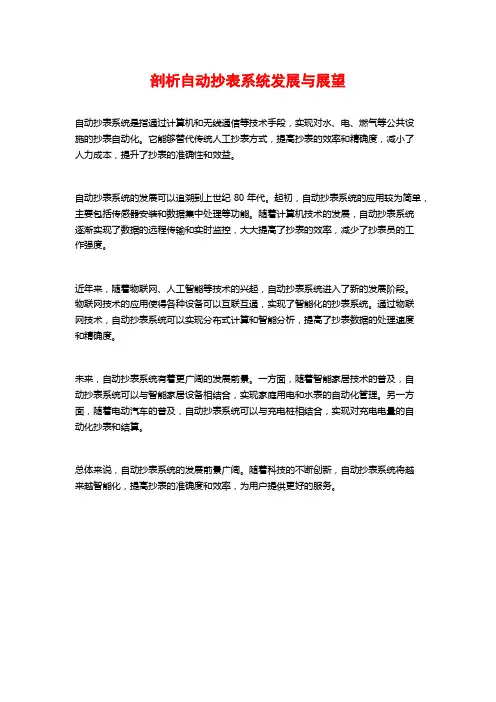 剖析自动抄表系统发展与展望