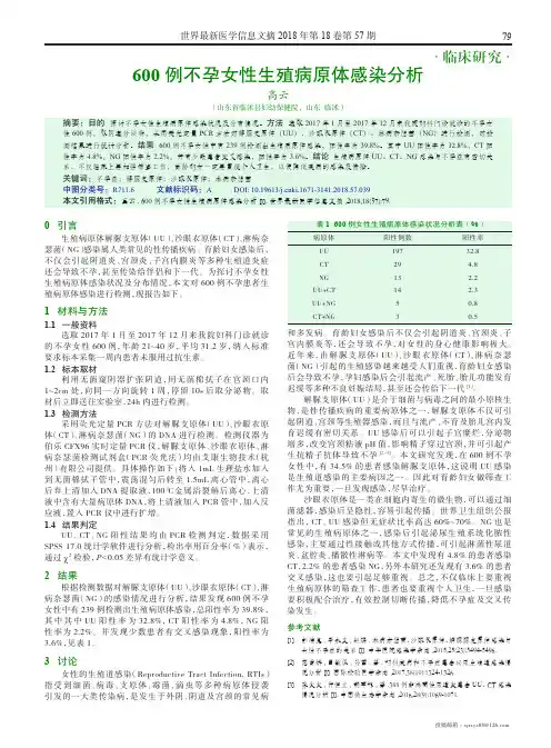600例不孕女性生殖病原体感染分析