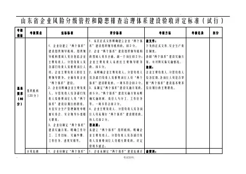 安全生产双体系验收标准