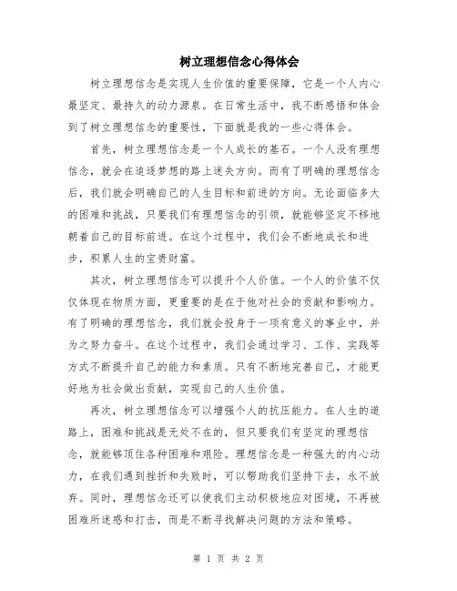 树立理想信念心得体会