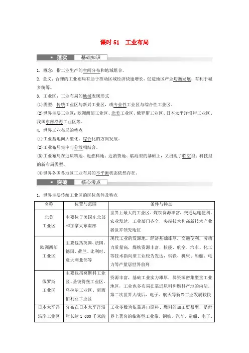  2024届高考地理一轮复习教案第二部分人文地理第三章产业区位因素第2讲课时51工业布局湘教版