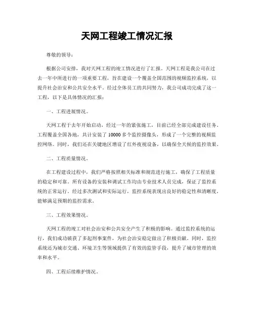 天网工程竣工情况汇报