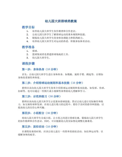 幼儿园大班排球类教案