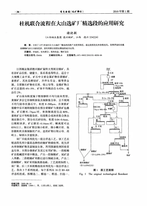 柱机联合流程在大山选矿厂精选段的应用研究