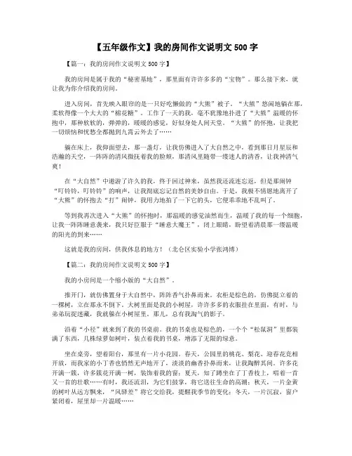 【五年级作文】我的房间作文说明文500字