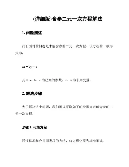 (详细版)含参二元一次方程解法