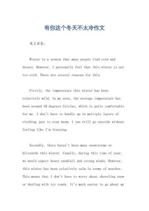 有你这个冬天不太冷作文