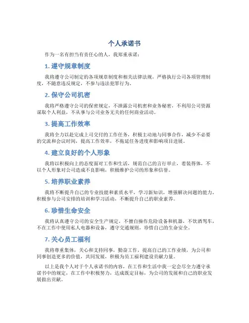 个人承诺书docx