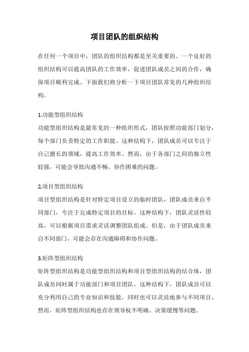 项目团队的组织结构
