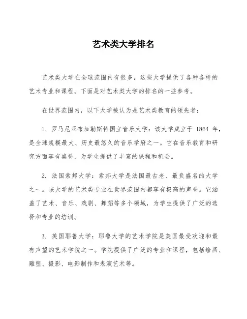 艺术类大学排名