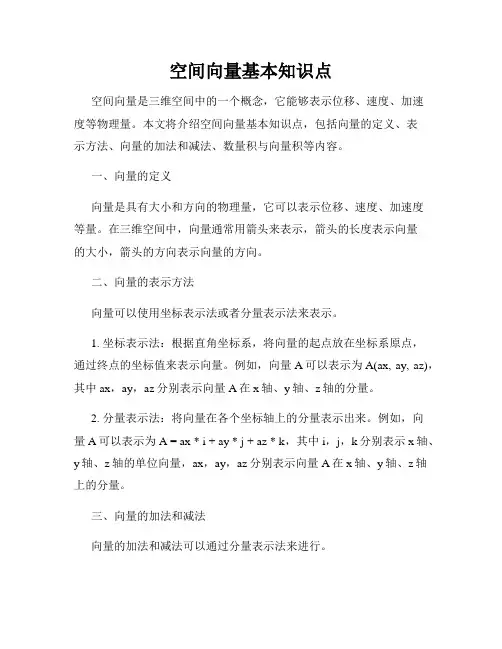 空间向量基本知识点