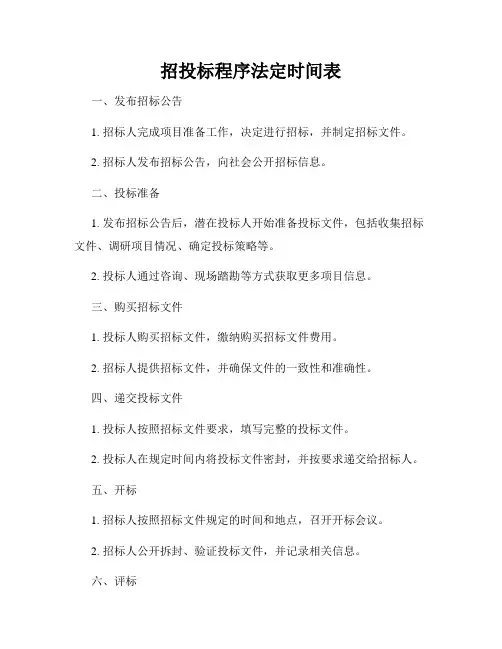 招投标程序法定时间表