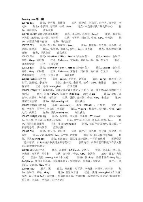 runningman每一期嘉宾或内容