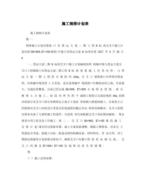 施工倒排计划表