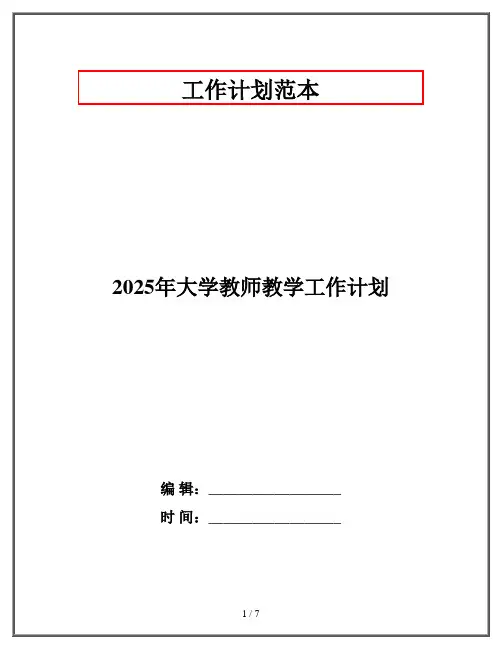 2025年大学教师教学工作计划