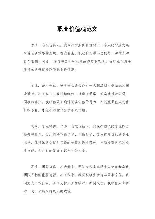 职业价值观范文
