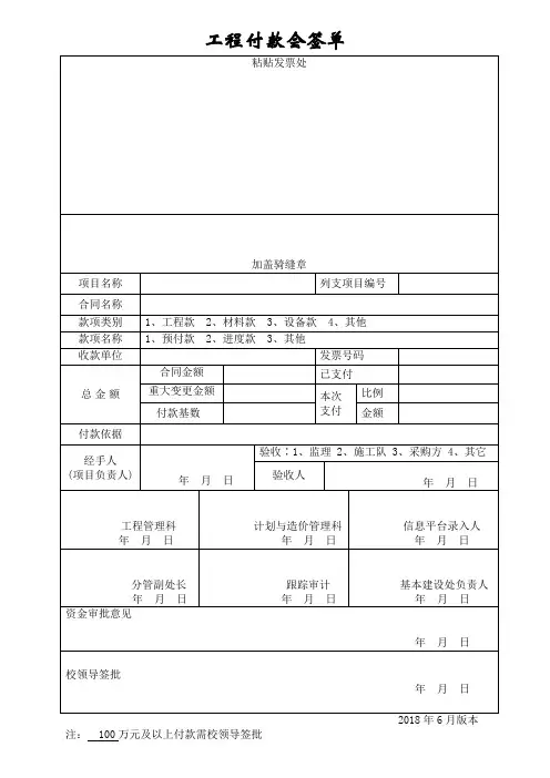 工程付款会签单