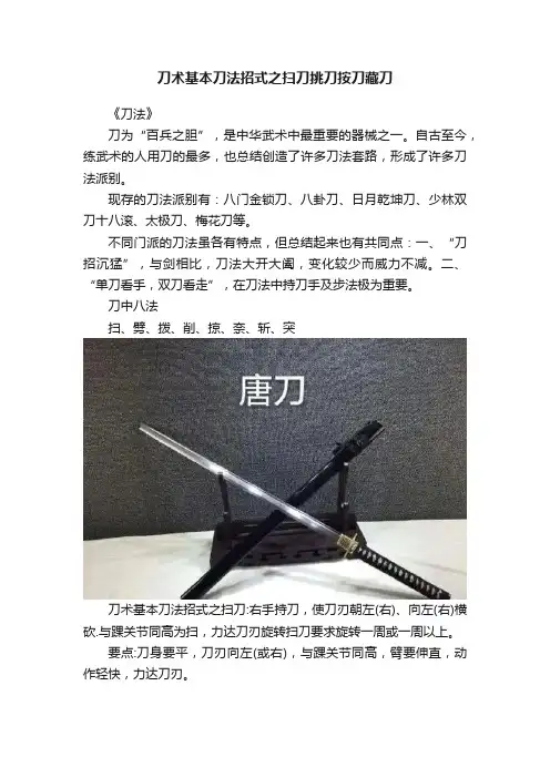 刀术基本刀法招式之扫刀挑刀按刀藏刀
