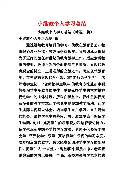 小继教个人学习总结