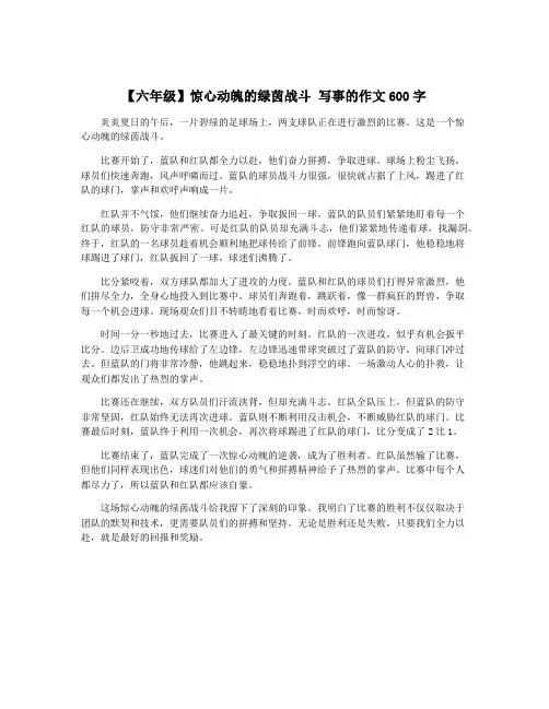 【六年级】惊心动魄的绿茵战斗 写事的作文600字