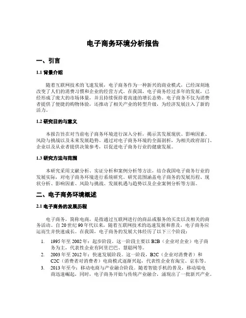 电子商务环境分析报告