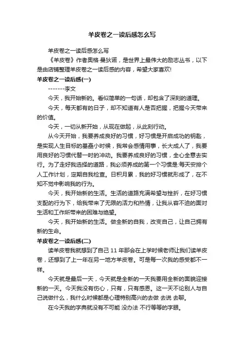 羊皮卷之一读后感怎么写