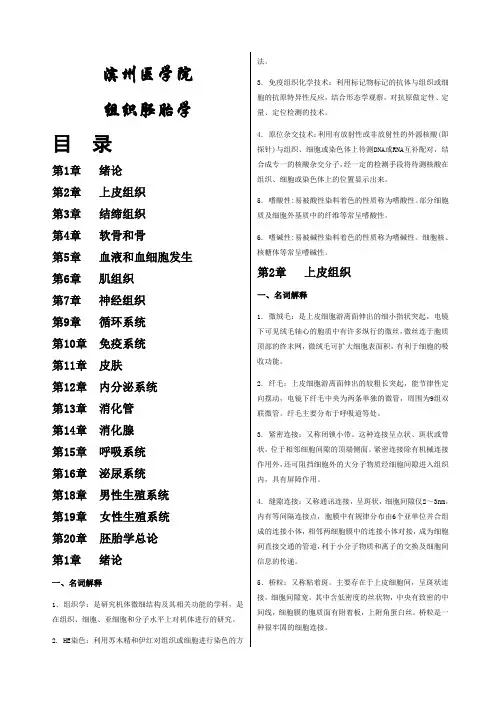 《组织学与胚胎学》复习题
