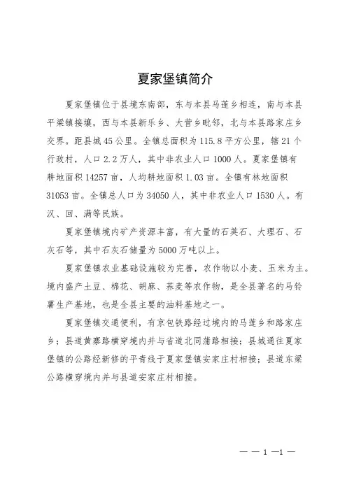 夏家堡镇简介