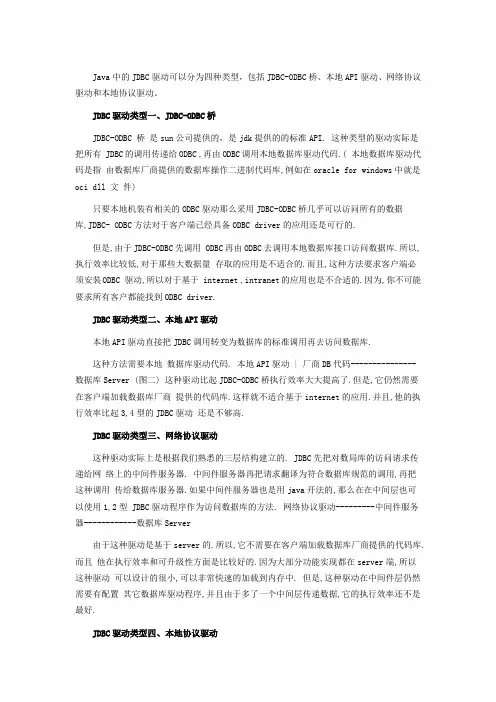 详解JDBC驱动的四种类型