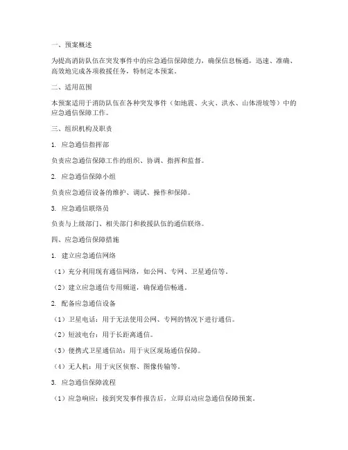 消防队应急通信保障预案