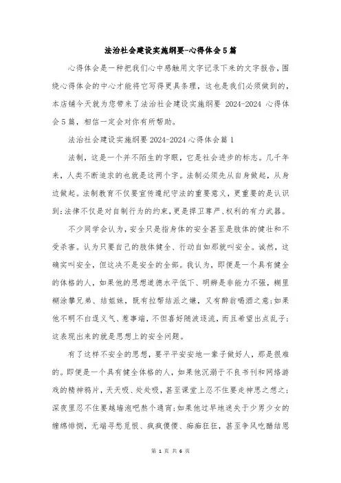 法治社会建设实施纲要-心得体会5篇