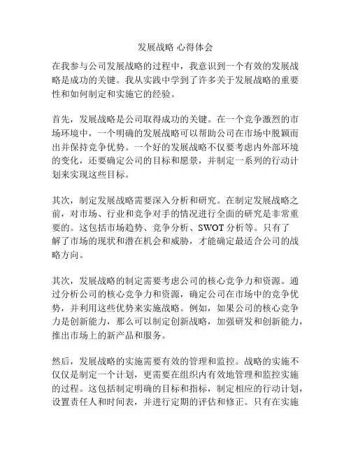 发展战略 心得体会