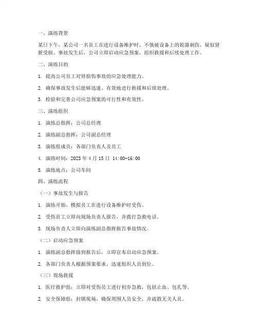 肾损伤应急预案演练脚本