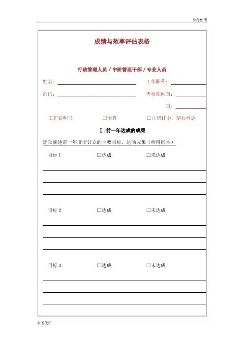 成绩与效率评估表格