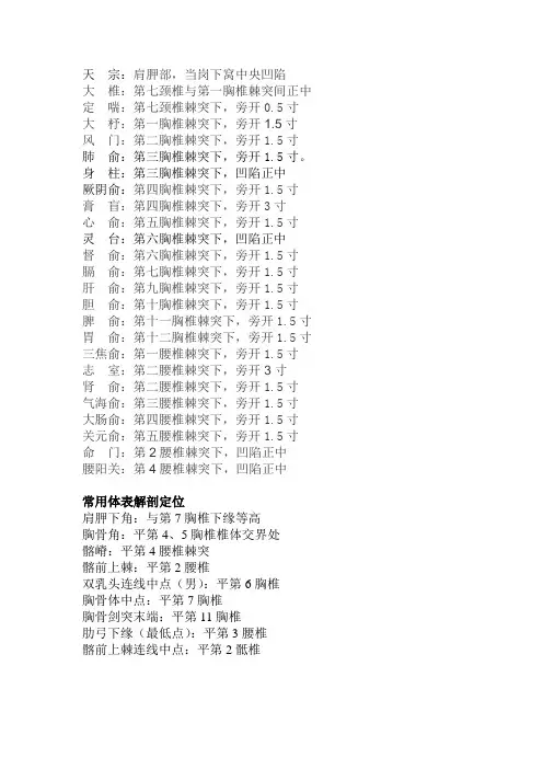 背部穴位定位