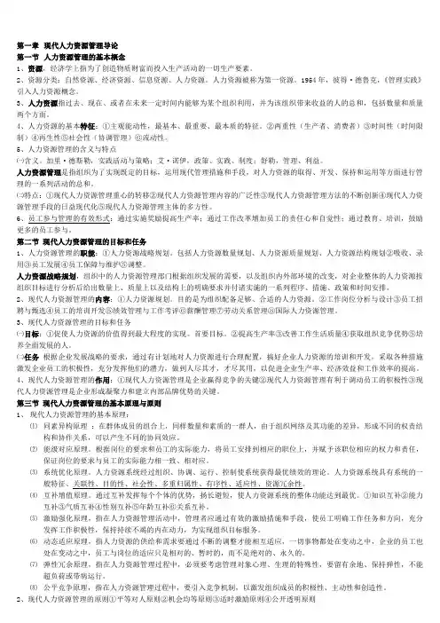 山东自考06093人力资源开发与管理笔记(201510考试用)