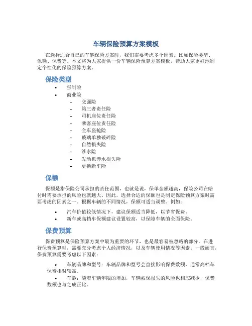 车辆保险预算方案模板