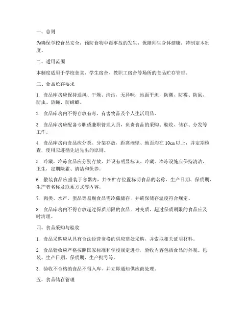 食品贮存管理制度_学校