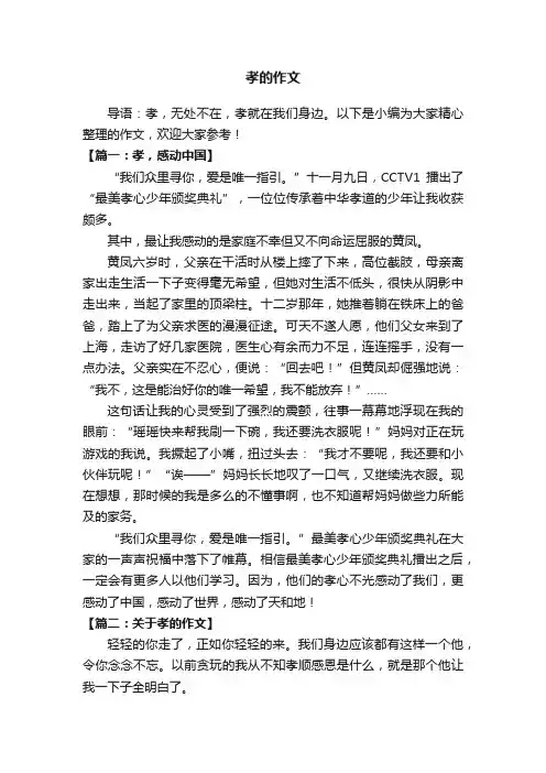 关于孝的作文精选8篇