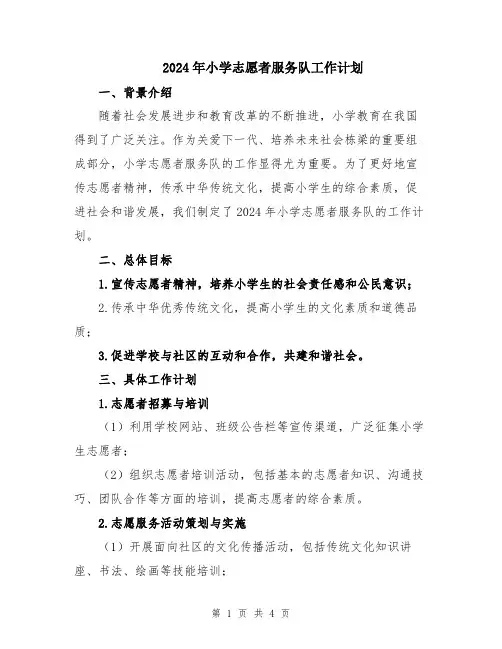 2024年小学志愿者服务队工作计划