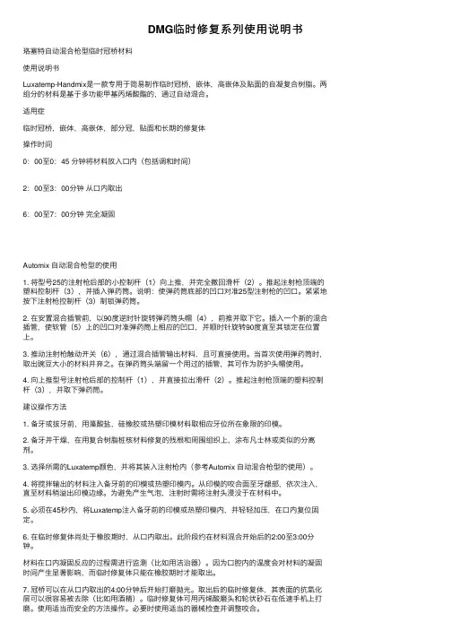 DMG临时修复系列使用说明书