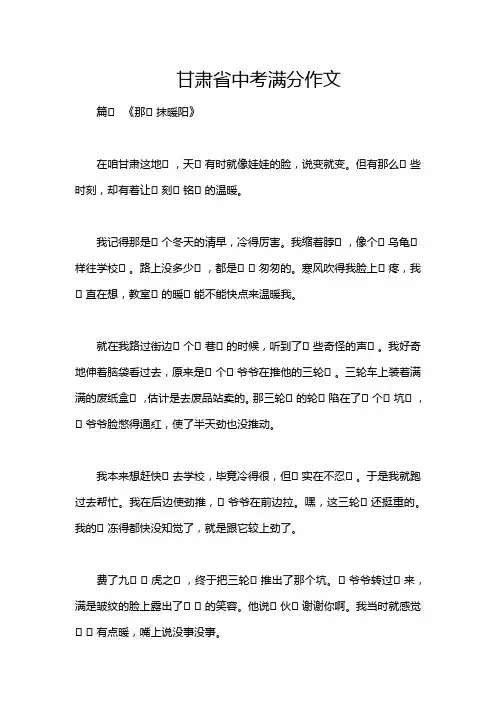 甘肃省中考满分作文