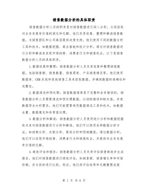 销售数据分析的具体职责(4篇)